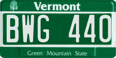VT license plate BWG440
