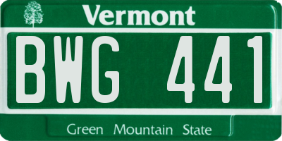 VT license plate BWG441