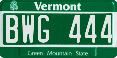 VT license plate BWG444