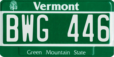 VT license plate BWG446