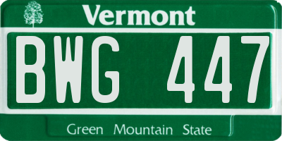 VT license plate BWG447