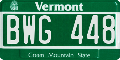 VT license plate BWG448