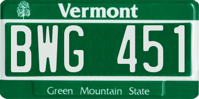 VT license plate BWG451