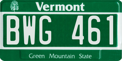 VT license plate BWG461