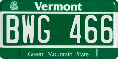 VT license plate BWG466