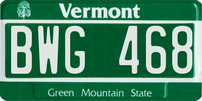 VT license plate BWG468