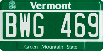 VT license plate BWG469