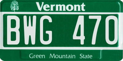 VT license plate BWG470