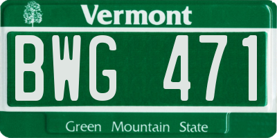 VT license plate BWG471