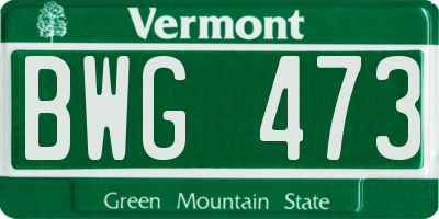 VT license plate BWG473