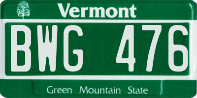 VT license plate BWG476