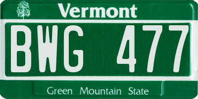 VT license plate BWG477