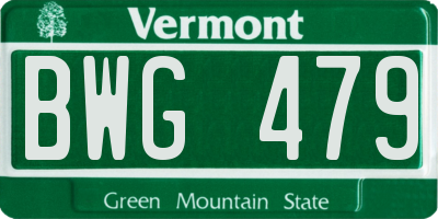 VT license plate BWG479
