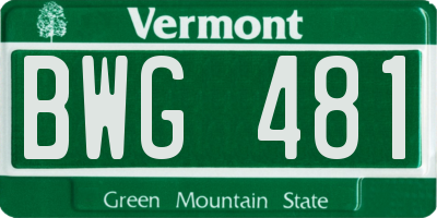 VT license plate BWG481