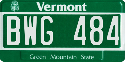 VT license plate BWG484