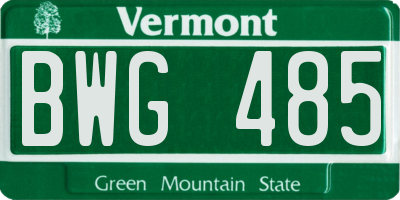 VT license plate BWG485
