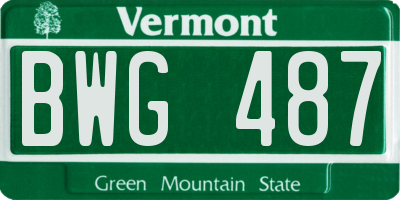 VT license plate BWG487