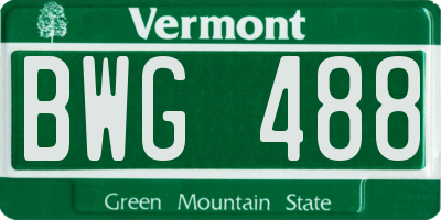 VT license plate BWG488