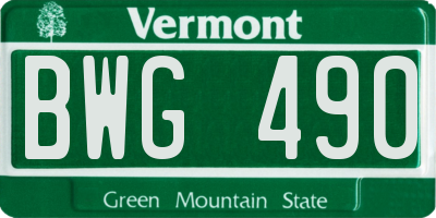 VT license plate BWG490