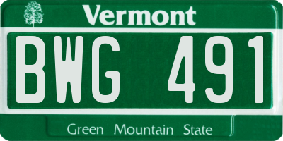 VT license plate BWG491