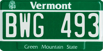 VT license plate BWG493