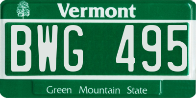 VT license plate BWG495