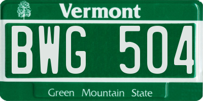 VT license plate BWG504