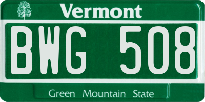 VT license plate BWG508