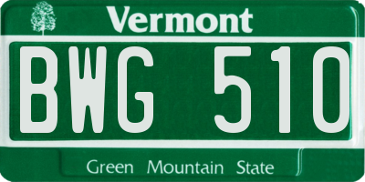 VT license plate BWG510