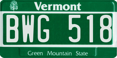VT license plate BWG518