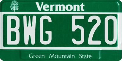 VT license plate BWG520