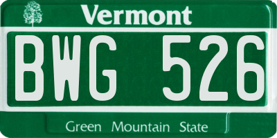 VT license plate BWG526