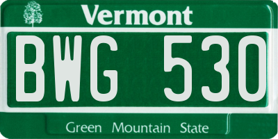 VT license plate BWG530