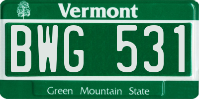 VT license plate BWG531