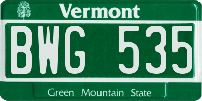 VT license plate BWG535