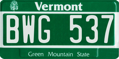 VT license plate BWG537