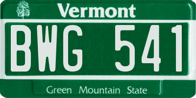 VT license plate BWG541