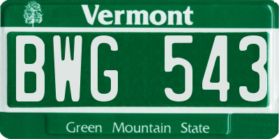 VT license plate BWG543