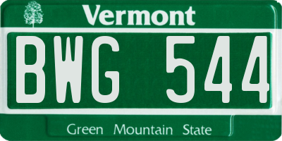 VT license plate BWG544