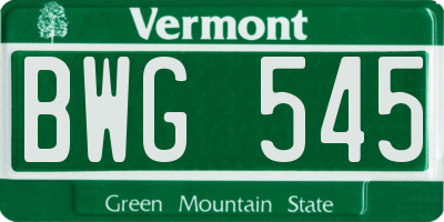 VT license plate BWG545