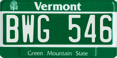 VT license plate BWG546