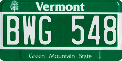 VT license plate BWG548