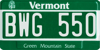 VT license plate BWG550