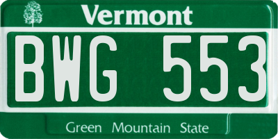 VT license plate BWG553
