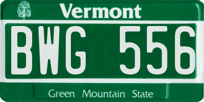 VT license plate BWG556