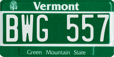 VT license plate BWG557