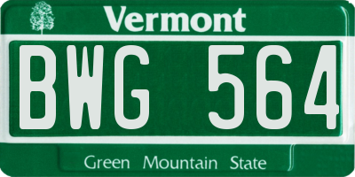 VT license plate BWG564