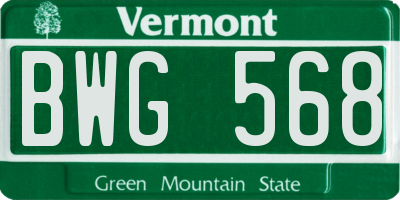 VT license plate BWG568
