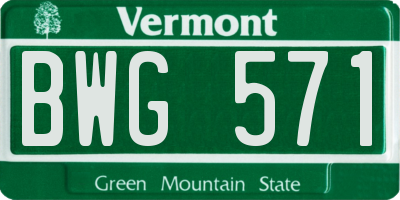 VT license plate BWG571