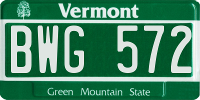 VT license plate BWG572